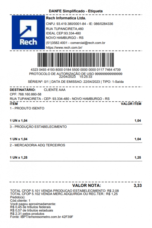 Emissão de DANFE Simplificado Blog