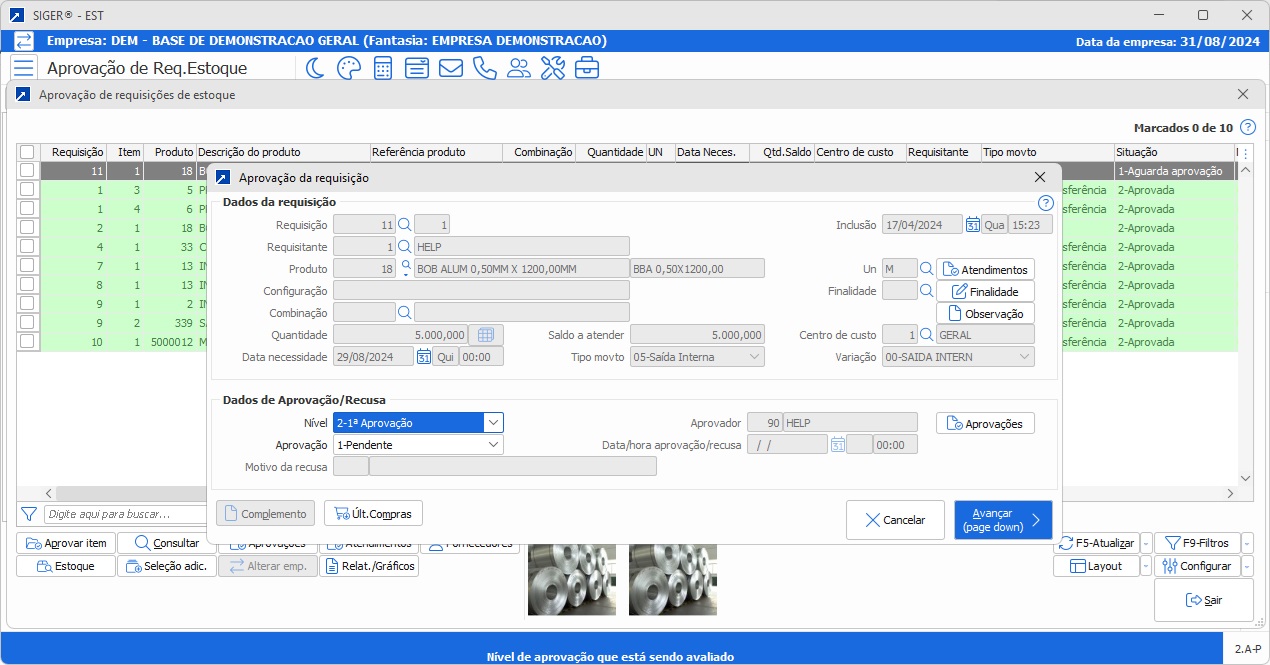 2_erp_siger_controle_estoque_alcadas_estoque_dados_aprovacao_recusa_requisicao_27082024_08102024